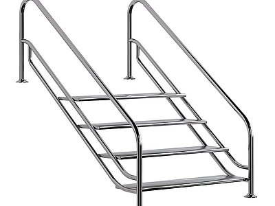3d现代金属扶手楼梯模型