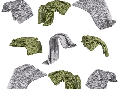 3d现代针织衣围巾模型