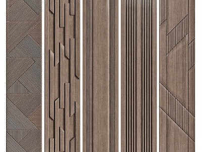 3d现代木板墙面造型饰面板模型