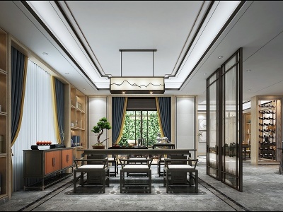 新中式客厅茶室模型3d模型