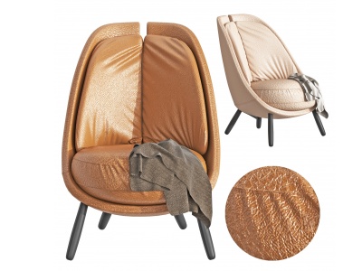 现代休闲椅蛋壳靠背皮革椅模型3d模型