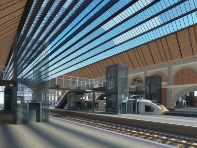 3d现代车站模型