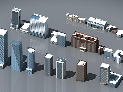 3d现代办公楼合集模型
