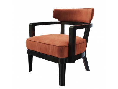 3d现代实木单人休闲椅模型