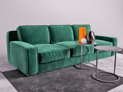 3d现代布艺三人沙发模型