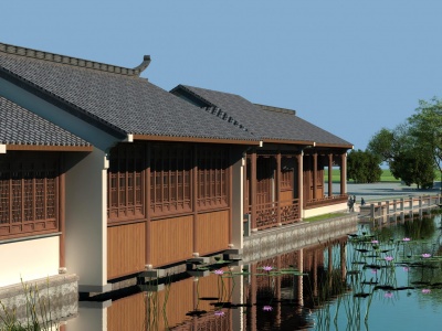 3d中式古建商铺模型