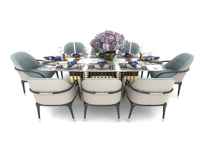 8人餐桌模型3d模型