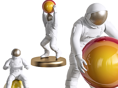 现代太空人摆件3d模型