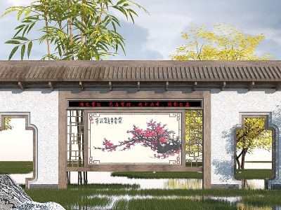 中式景墙3d模型