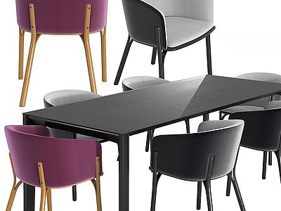3d现代<font class='myIsRed'>布艺</font>餐桌椅模型