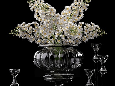 现代轻奢玻璃器皿花瓶模型