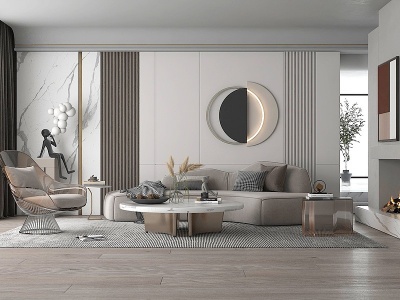 现代布艺沙发组合模型3d模型