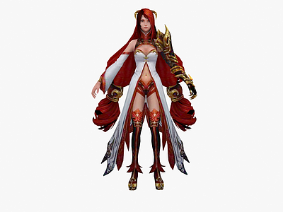现代游戏角色红发美女模型3d模型