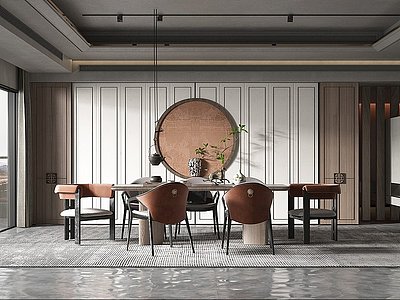 3d新中式风格茶室模型