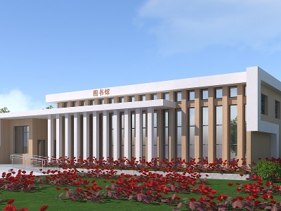 现代建筑图书馆模型3d模型