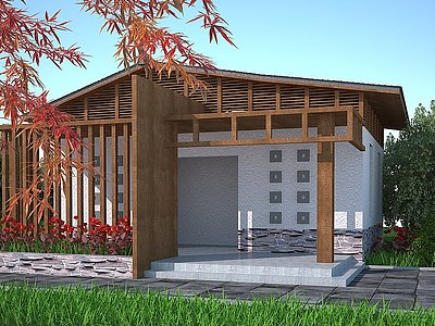 新中式公厕建筑模型3d模型