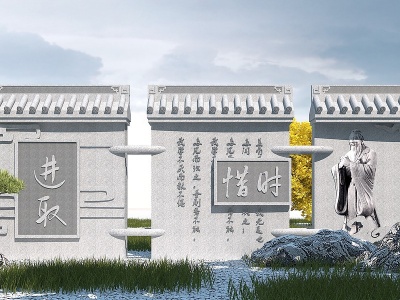 中式文化浮雕墙模型