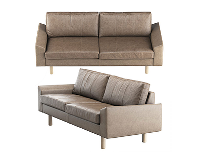 现代皮革双人沙发模型3d模型