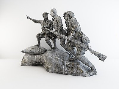 红军革命石雕塑装饰摆件模型3d模型