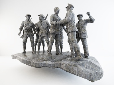 红军革命石雕塑装饰摆件3d模型