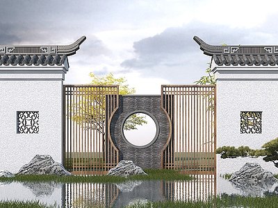 中式景墙模型