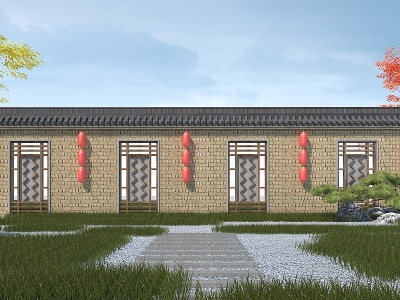 中式土围墙模型3d模型