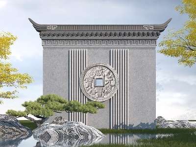 3d中式雕塑景墙模型