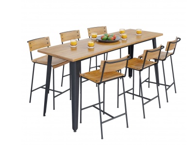 3d北欧实木餐桌椅模型