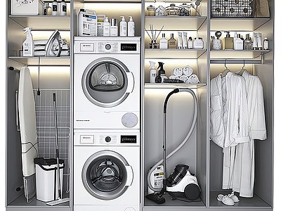 3d现代浴室柜洗衣柜模型