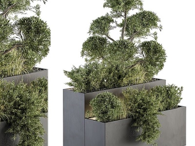 现代绿植花箱盆栽模型