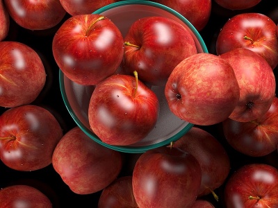 现代水果红苹果模型