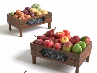 3d现代实木水果展示柜模型