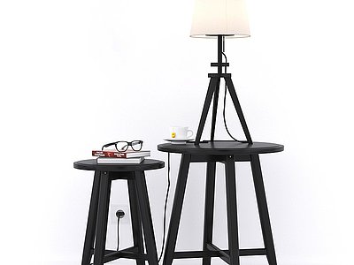现代IKEA台灯书籍咖啡杯模型