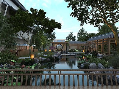 中式风格庭院模型3d模型