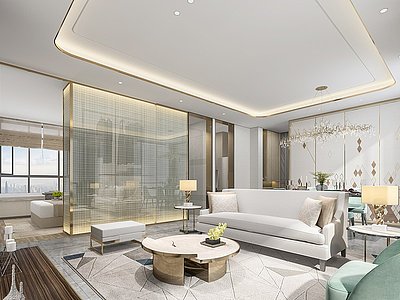 现代客厅起居室模型3d模型