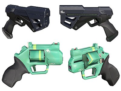 3d后现代科幻手枪模型