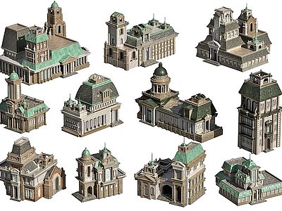 欧式古建筑楼房模型3d模型