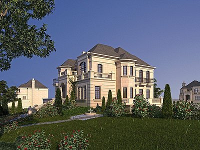 欧式独栋别墅模型3d模型