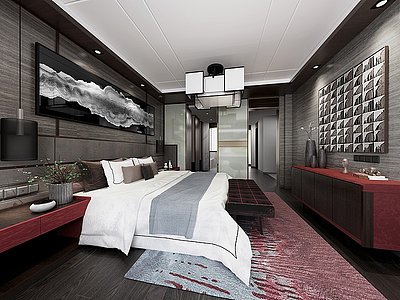 3d现代经典卧室模型
