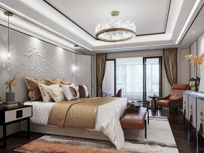 3d中式经典卧室模型