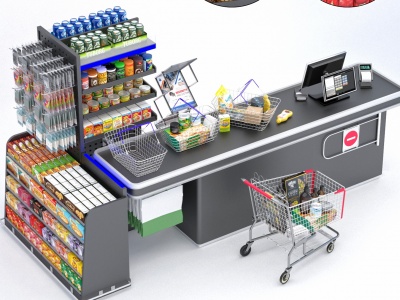 3d现代超市收银台模型