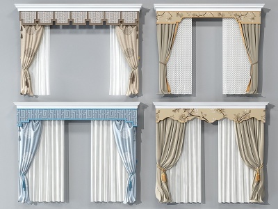 现代窗帘3d模型