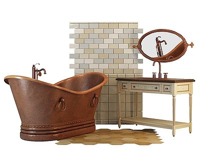美式浴缸洗手台模型3d模型