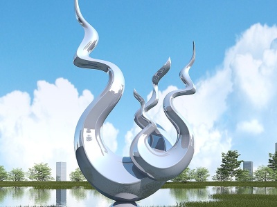 3d现代艺术雕塑模型