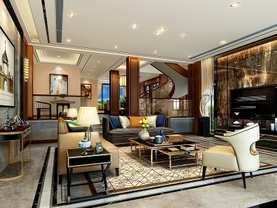 美式客厅3d模型