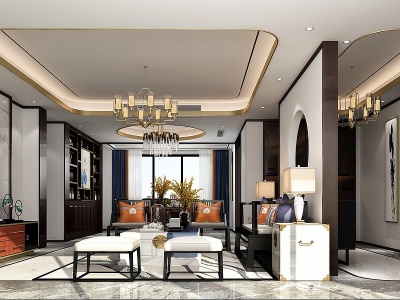 3d中式客厅模型