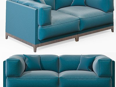 3d现代皮革双人沙发模型