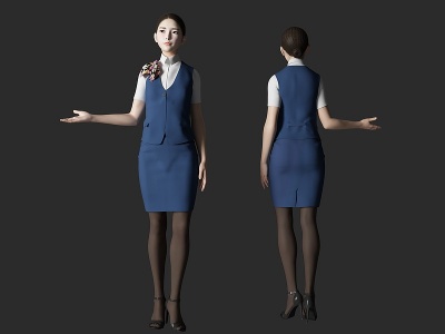 3d<font class='myIsRed'>空姐服务员美女人物</font>模型