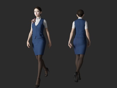 3d空姐服务员美女人物模型