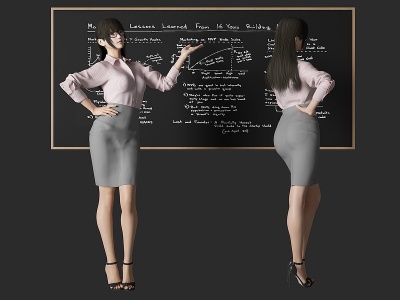 教师美女人物3d模型